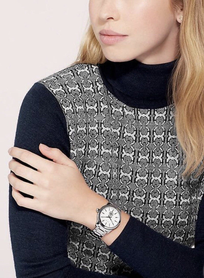 Tory Burch Collins Silver Stainless Steel White Dial Women's Watch TBW1301 - Image 6