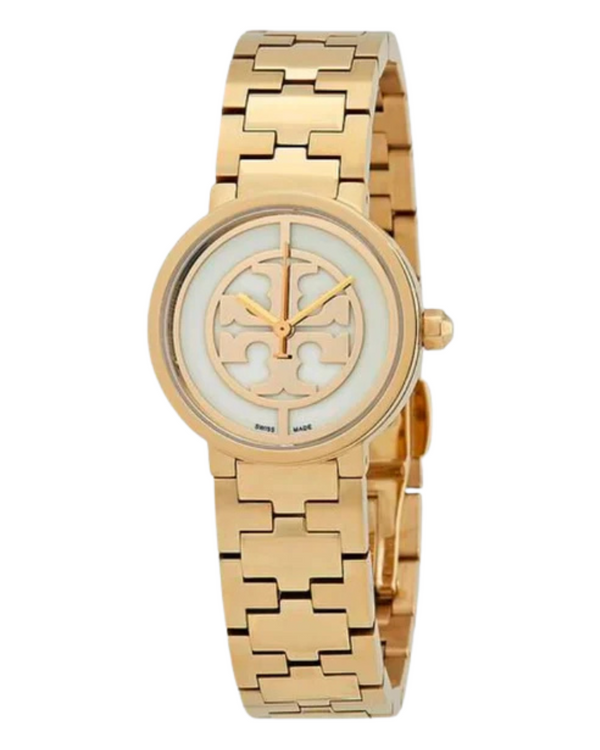 Tory Burch Ivory & Gold Tone Reva Small Logo Women’s Watch TBW4011 - Women’s Watches