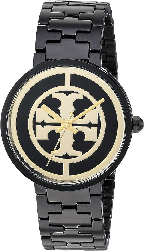 Tory Burch Reva Black Stainless Steel Gold Logo Dial  Women's Watch TBW4039 - Image 2
