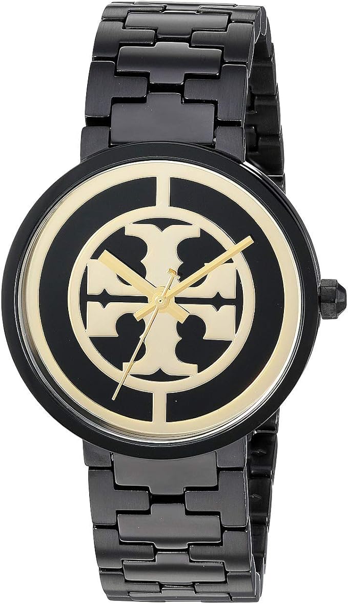 Tory Burch Reva Black Stainless Steel Gold Logo Dial  Women's Watch TBW4039 - Image 2