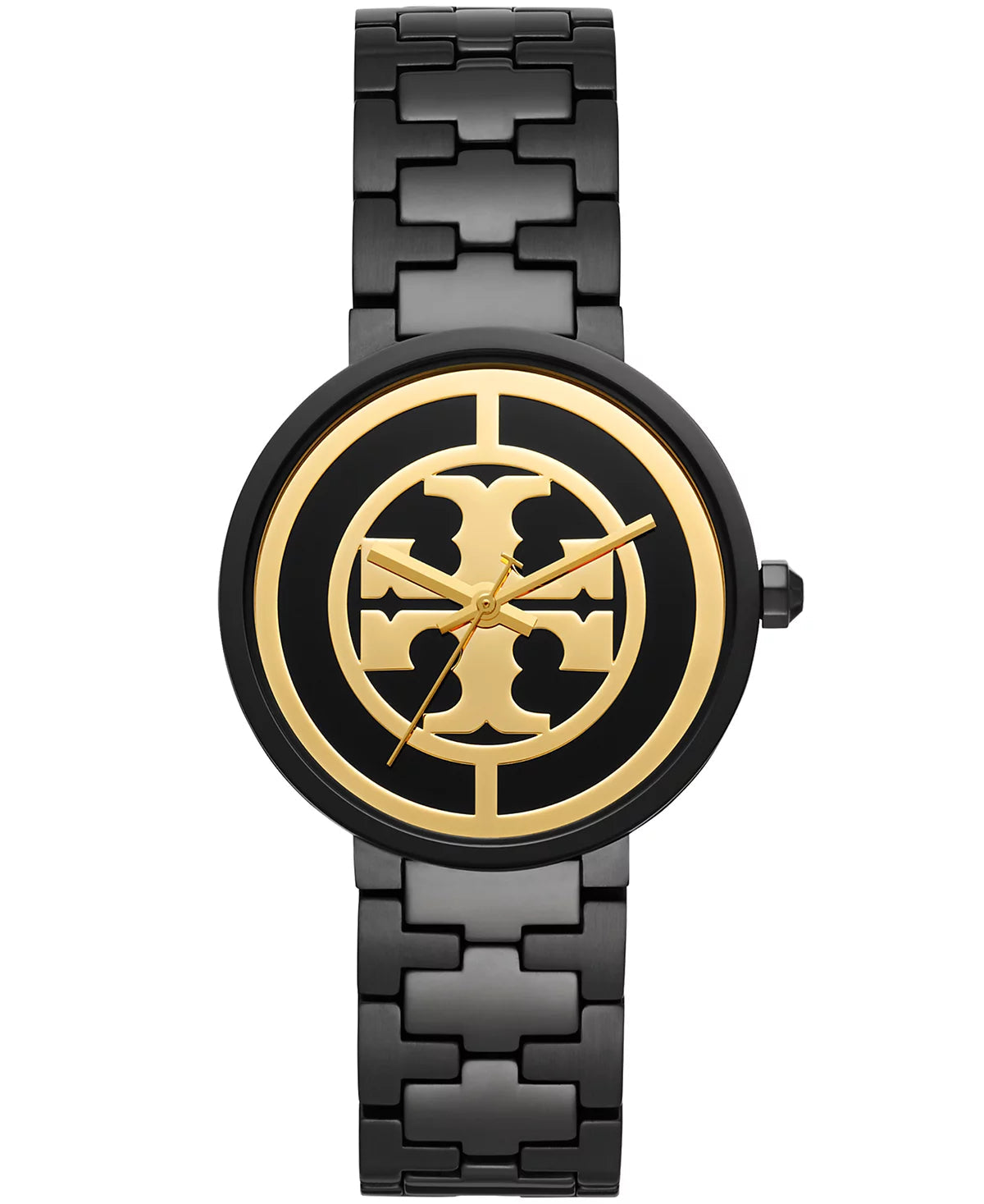 Tory Burch Reva Black Stainless Steel Gold Logo Dial  Women's Watch TBW4039 - Image 1