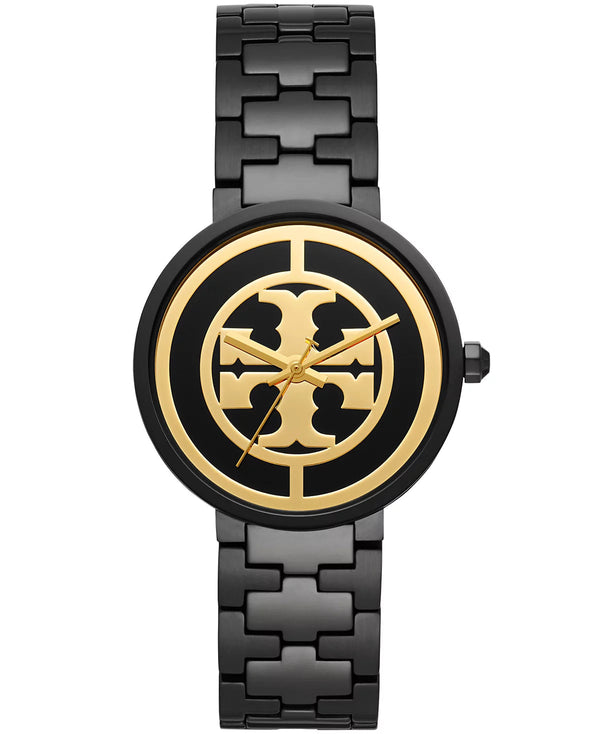 Tory Burch Reva Black Stainless Steel Gold Logo Dial  Women's Watch TBW4039 - Image 1