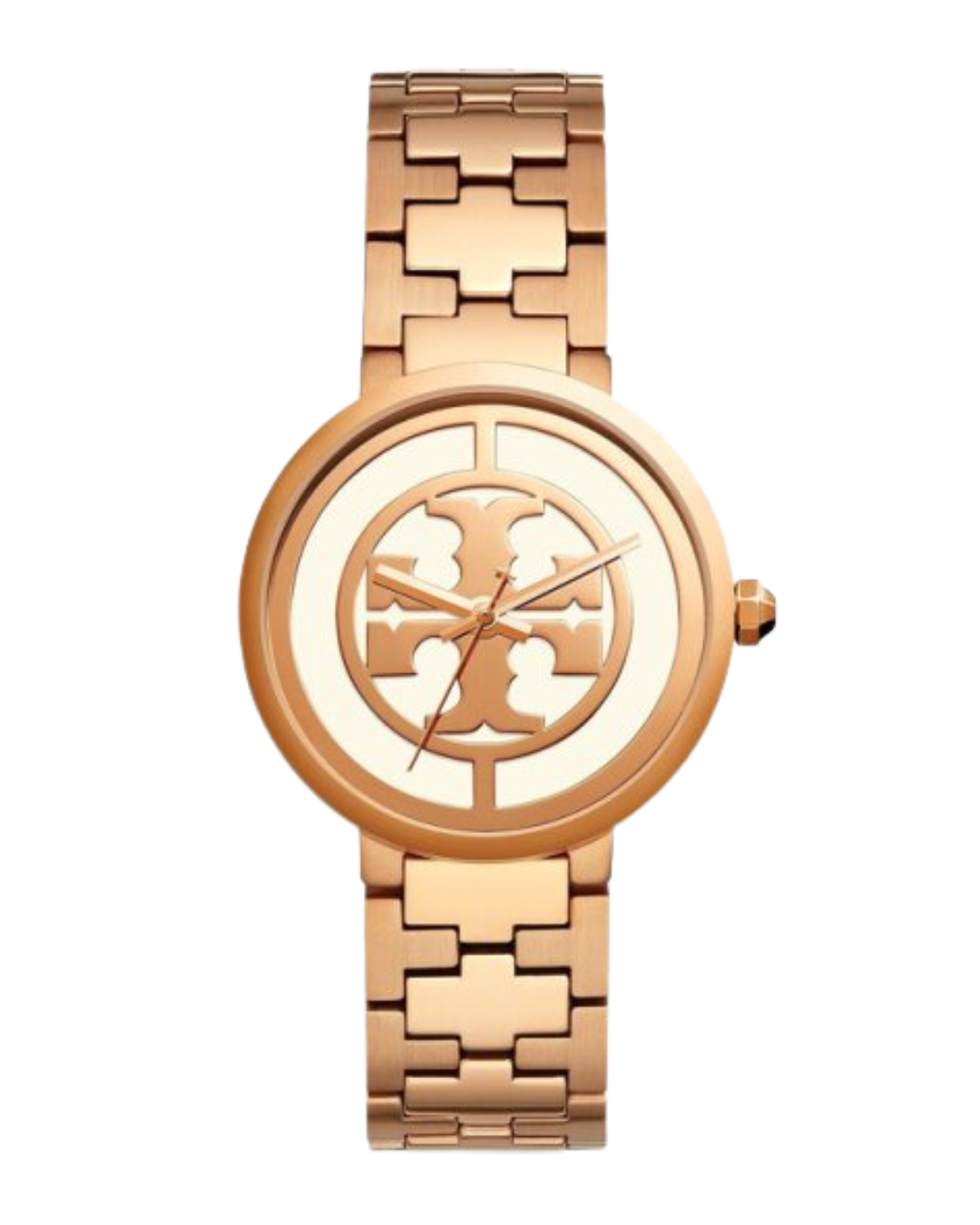Tory Burch Reva rose gold-tone stainless steel bracelet watch with logo dial
