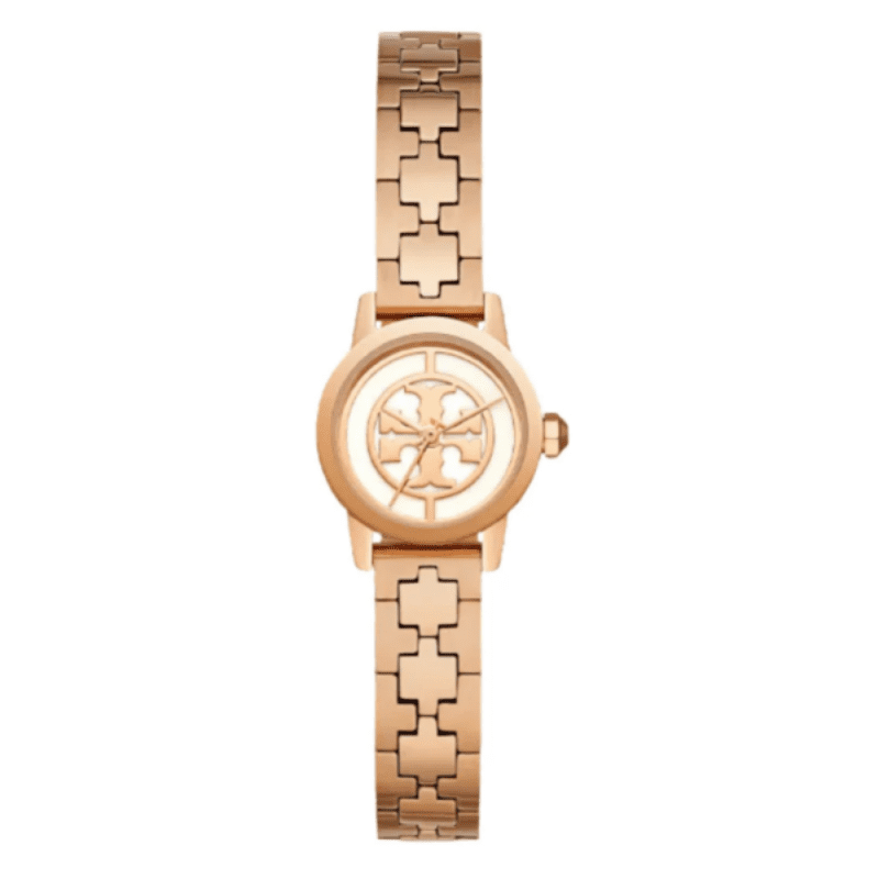 Tory Burch Reva rose gold women's watch with rose gold steel bracelet strap and logo dial