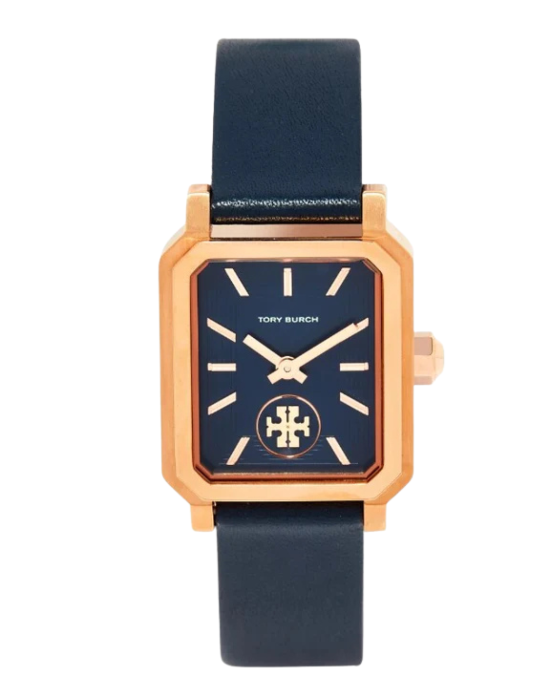 Tory Burch Robinson octagonal women's watch with rose gold case and navy dial