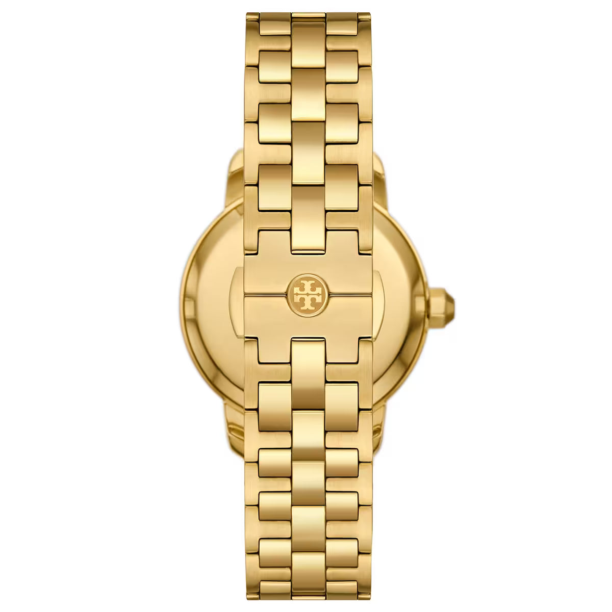 Tory Burch TBW1056 caseback showing gold-tone steel and Tory Burch logo