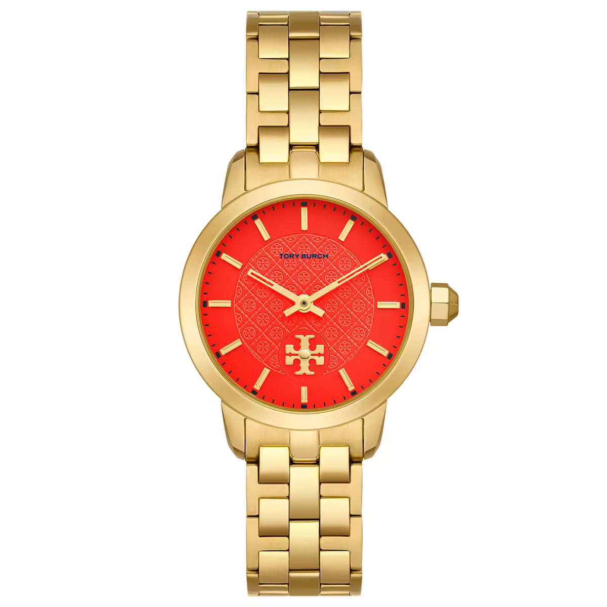 Tory Burch TBW1056 women's watch with red dial and gold-tone steel bracelet