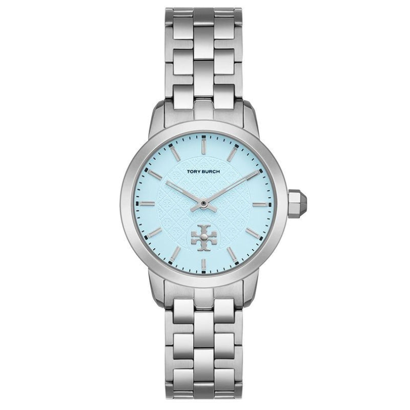 Tory Burch TBW1057 women's watch with light blue dial and silver stainless steel bracelet