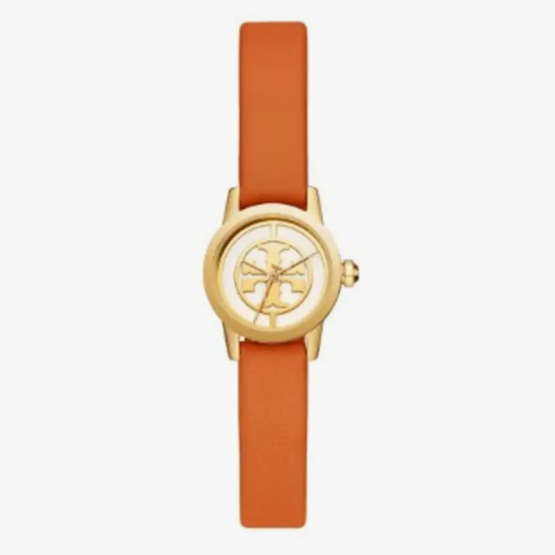 Tory Burch TBW4034 watch with ivory dial and orange leather strap