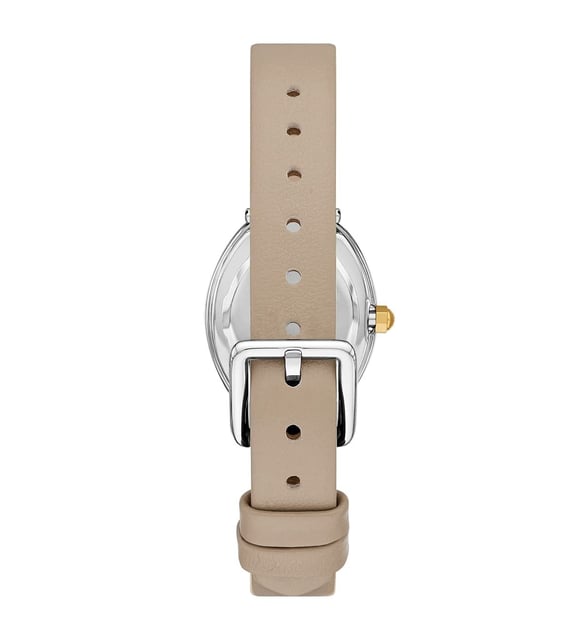 Tory Burch TBW6031 grey leather strap with metal buckle and adjustment holes