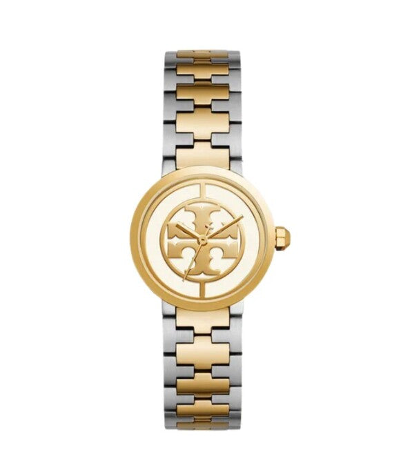 Tory Burch The Reva women's watch with dual-tone stainless steel strap and gold logo dial