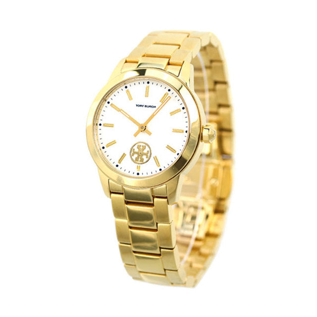 Tory Burch Yellow Gold Collins White Dial Watch Women’s Watch TBW1300 - Women’s Watches