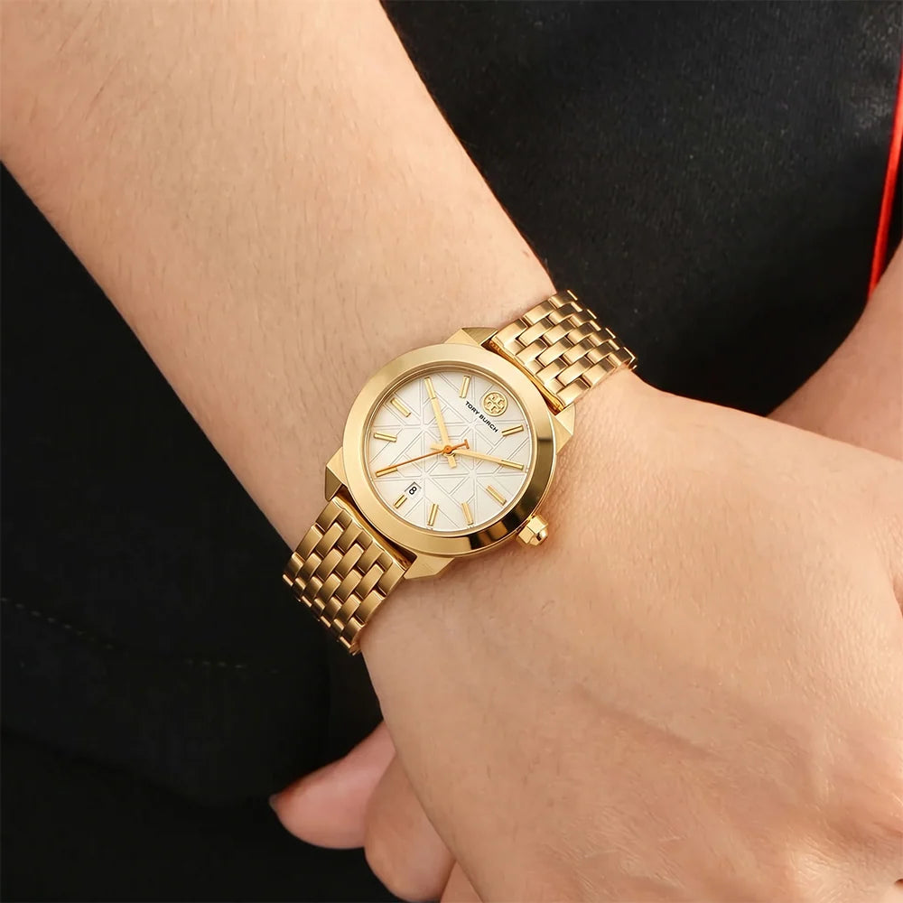 Tory Burch Whitney Ivory Dial Gold-tone Stainless Steel Women's Watch - TBW8000