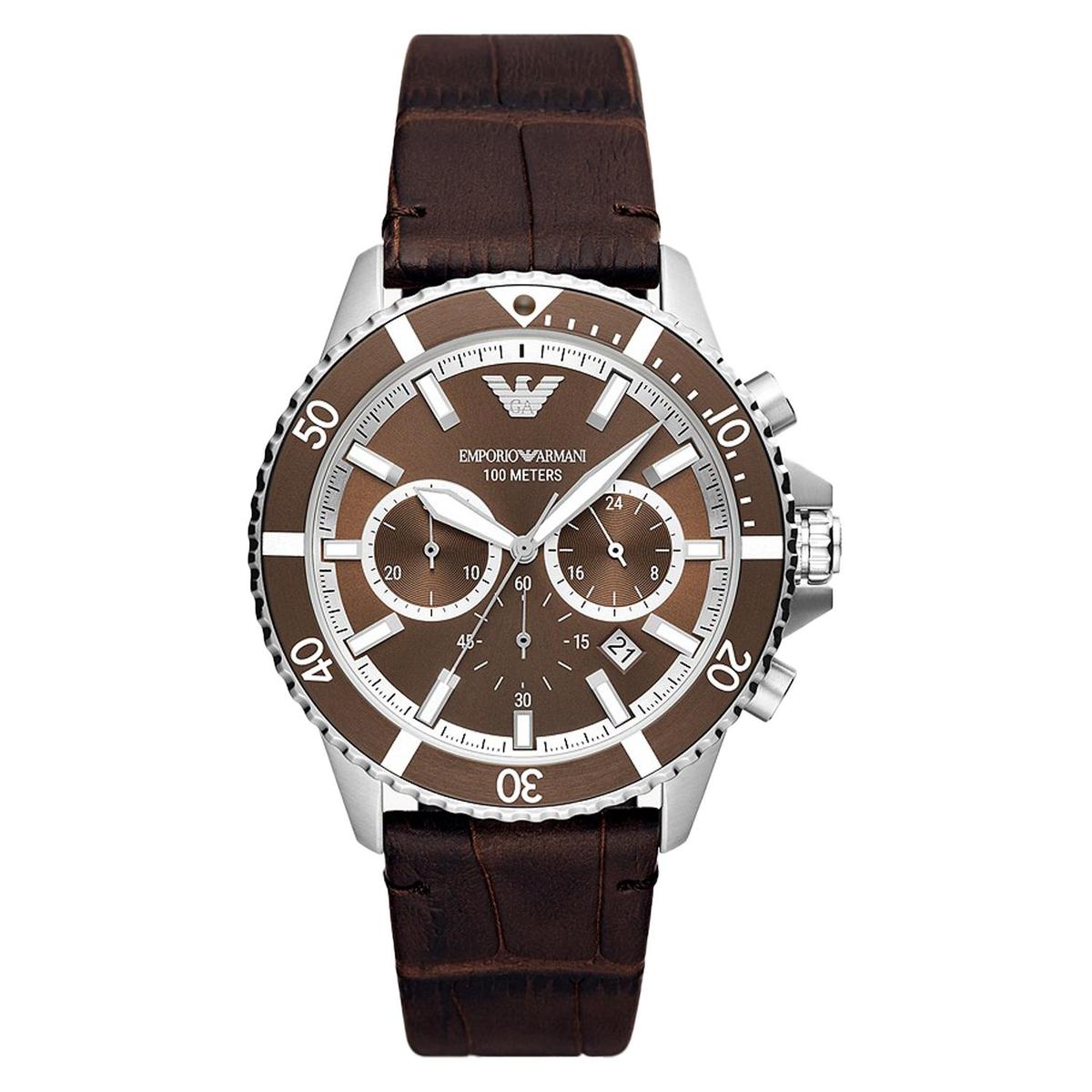 Emporio Armani Chronograph Brown Leather Men's Watch  AR11486 - Kiwi Watches