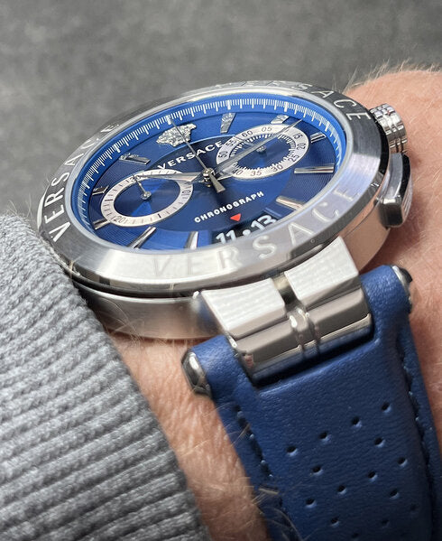 Versace Aion Chronograph Blue Strap Men’s Watch VE1D01220 - Watch