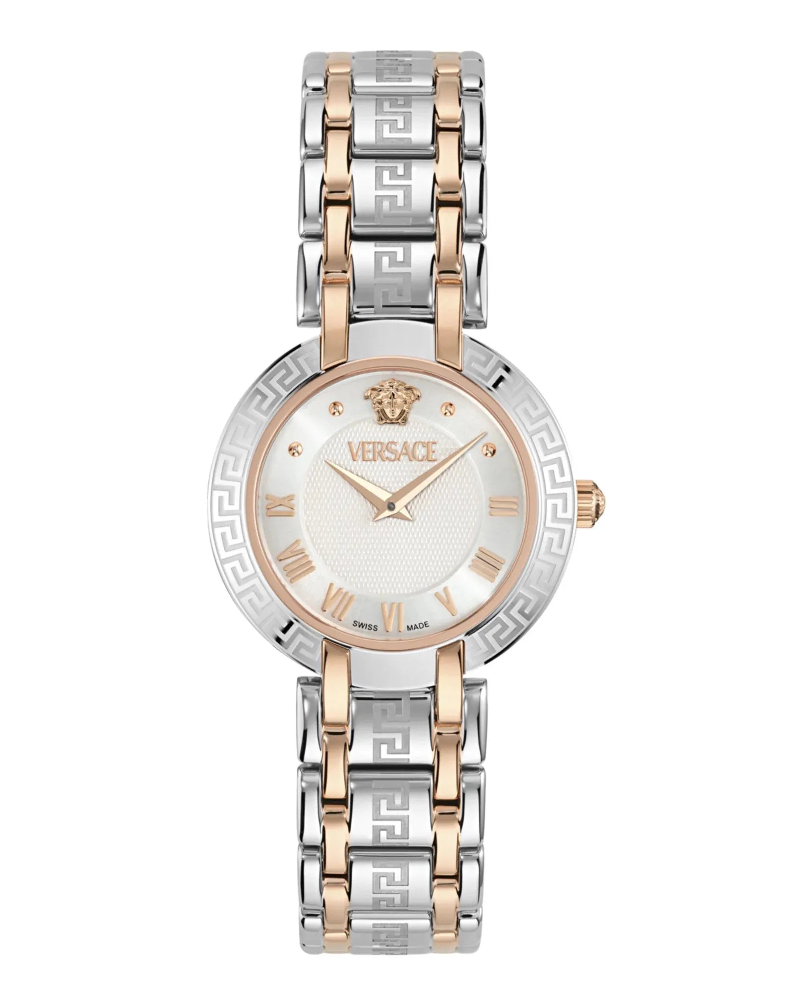Versace Antlia white dial women's watch with rose gold and silver two-tone bracelet