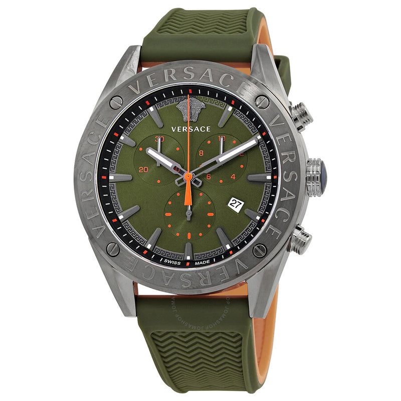 Versace V-Chrono Quartz Green Dial Men's Watch VEHB00319 - The Watches Men & Co