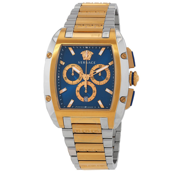 Versace Dominus Chronograph Quartz Blue Dial Two-Tone Men's Watch VE6H00723 - The Watches Men & Co