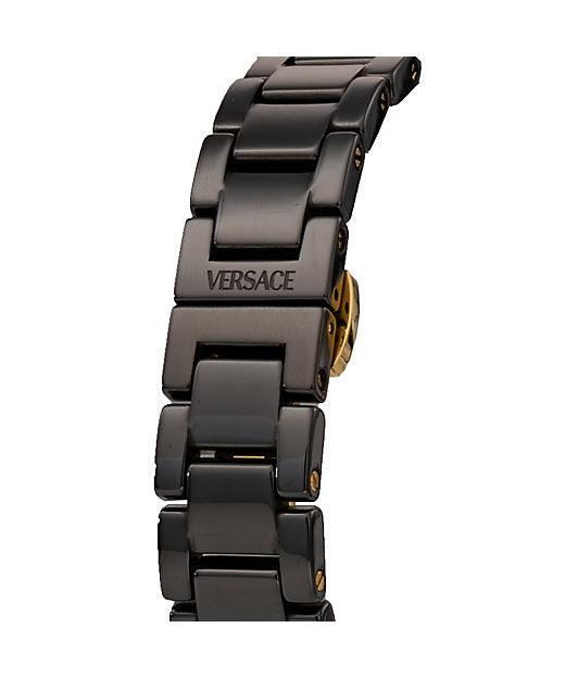 Versace DV One Mini black ceramic bracelet with Versace branding and gold crown