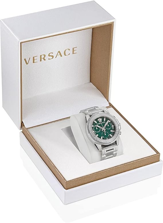 Versace Greca Action Chronograph Quartz Green Dial Silver Steel Strap Watch for Men - VE3J00422 VE3J00422 - Image 9