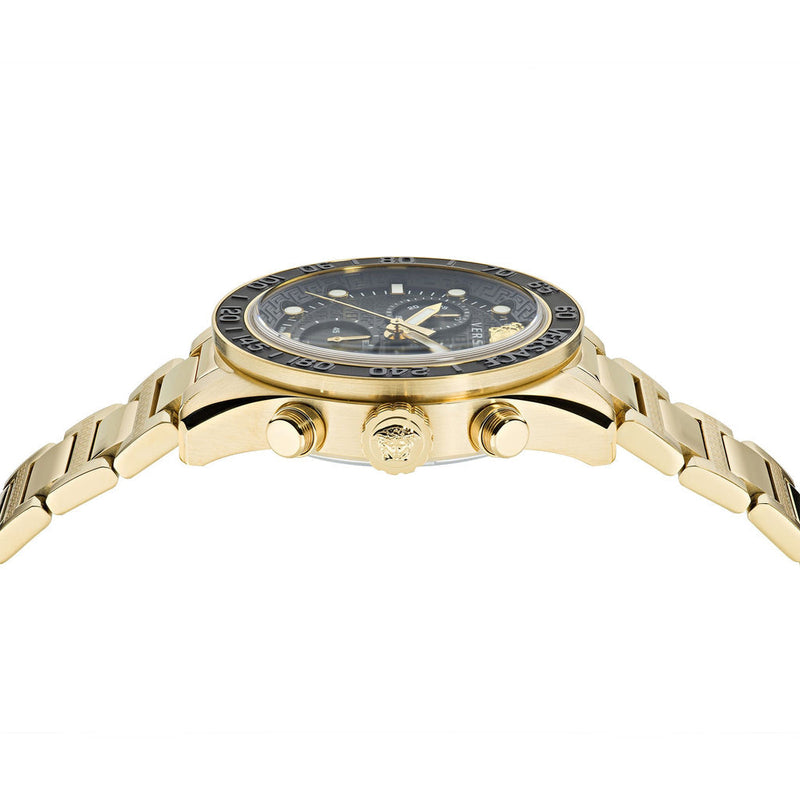 Versace Greca Dome Chronograph Black Dial Gold Steel Strap Watch for Men - VE6K00523 VE6K00523 - Image 5