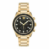 Versace Greca Dome Chronograph Black Dial Gold Steel Strap Watch for Men - VE6K00523 VE6K00523 - Image 1