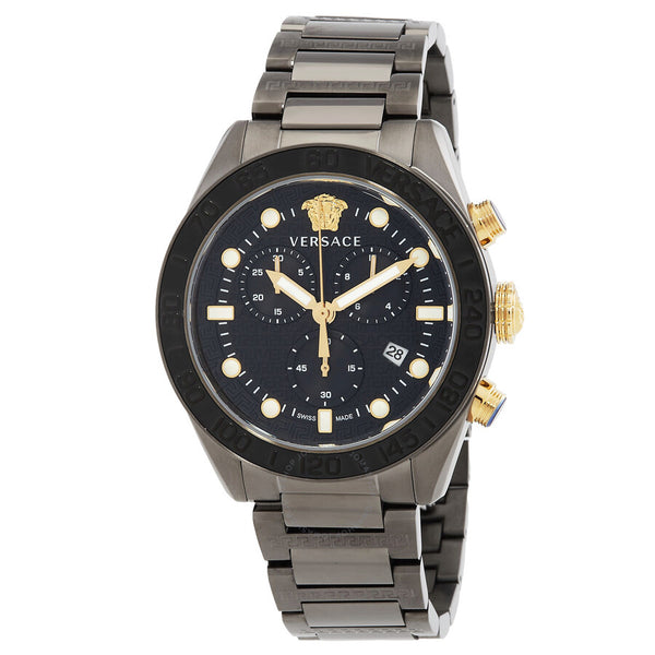 Versace Greca Dome Chronograph Quartz Black Dial Men's Watch VE6K00623 - The Watches Men & Co