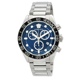 Versace Greca Dome Swiss Movt Chronograph Blue Dial Silver Watch - VE6K00323