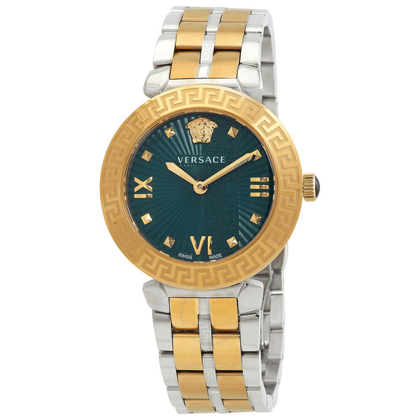 Versace Greca Icon Quartz Green Dial Two-Tone Ladies Watch VEZ600321 - The Watches Men & Co