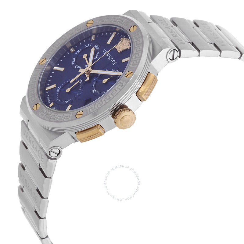 Versace Greca Logo Chronograph Quartz Blue Dial Men's Watch VEZ900221 - The Watches Men & Co #2