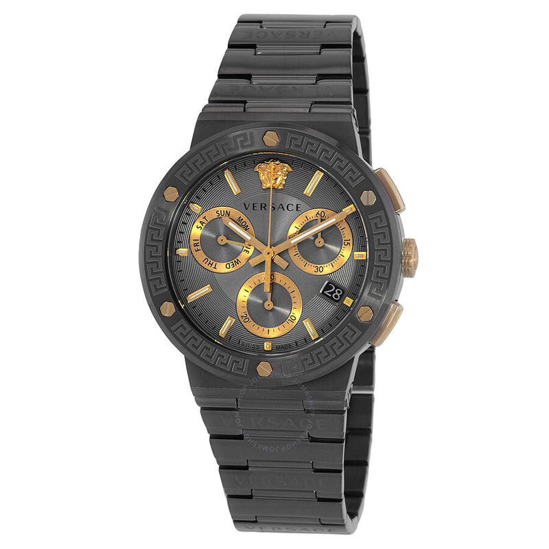 Versace Greca Logo Chronograph Quartz Grey Dial Men's Watch VEZ900521 - The Watches Men & Co