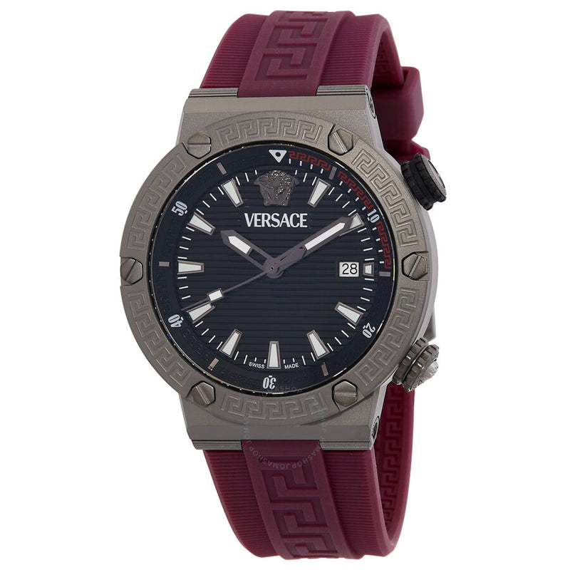 Versace Greca Logo Diver Quartz Black Dial Men's Watch VE8G00224 - The Watches Men & Co