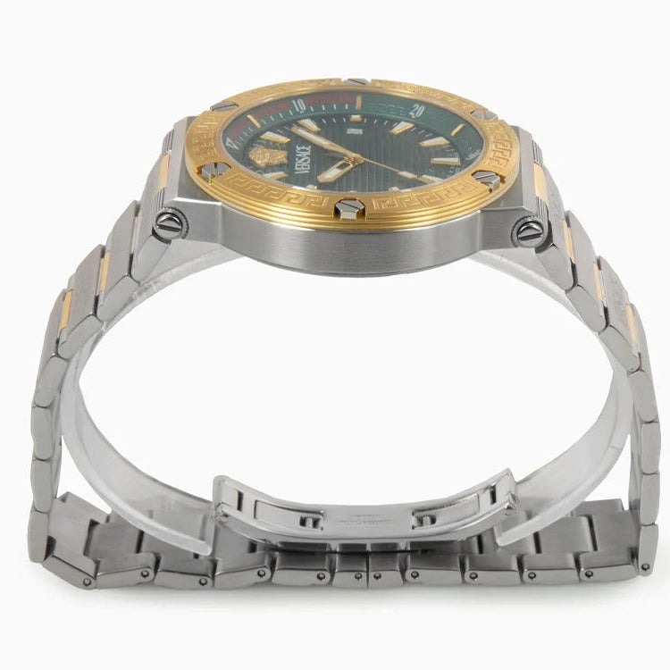 Versace Greca Logo Diver Quartz Green Dial Two Tone Steel Strap Watch for Men - VE8G00524 VE8G00524 - Image 5