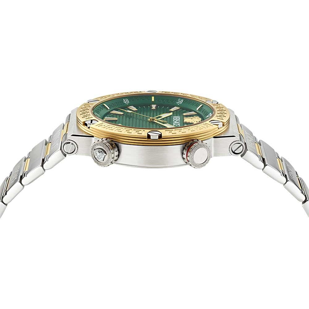 Versace Greca Logo Diver Green Dial Two-Tone Swiss Chronograph Watch - VE8G00524