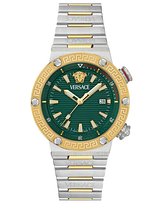 Versace Greca Logo Diver Green Dial Two-Tone Swiss Chronograph Watch - VE8G00524
