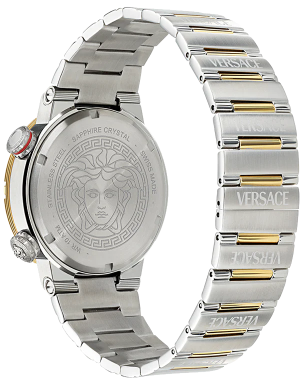 Versace Greca Logo Diver Quartz Green Dial Two Tone Steel Strap Watch for Men - VE8G00524 VE8G00524 - Image 6