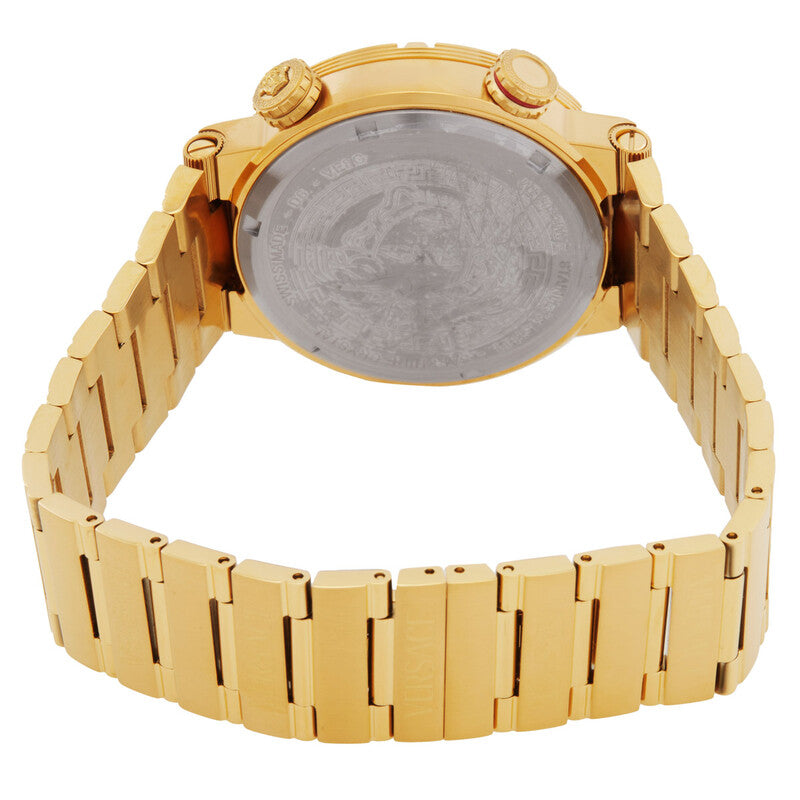 Versace Greca Logo Quartz Black Dial Gold Steel Strap Watch for Men - VE8G00624