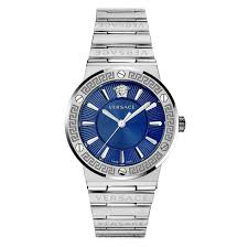 Versace Greca Logo women's watch with blue dial and silver stainless steel bracelet