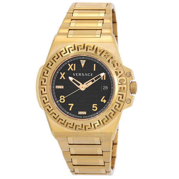 Versace Greca Quartz Black Dial Men's Watch VE3I00723 - The Watches Men & Co