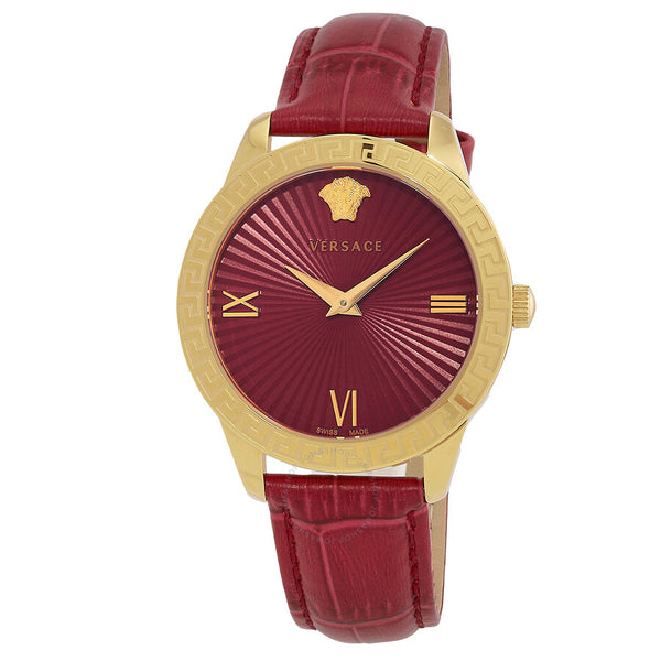 Versace Greca Signature Quartz Red Dial Ladies Watch VEVC00921 - The Watches Men & Co