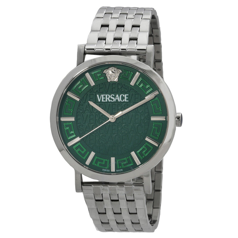 Versace Greca Slim Quartz Green Dial Watch VE8Q00324 - The Watches Men & Co