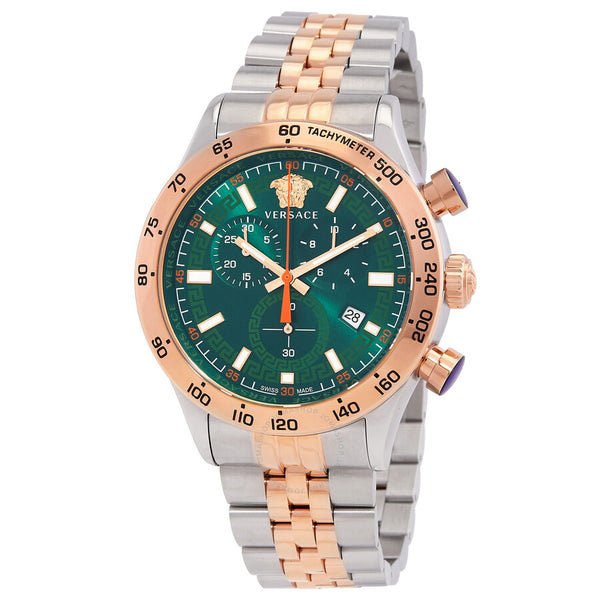 Versace Hellenyium Chronograph Quartz Green Dial Men's Watch VE2U00924 - The Watches Men & Co