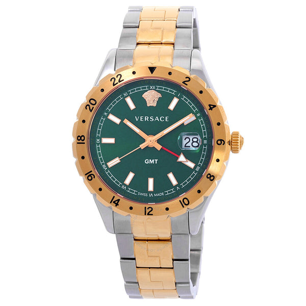 Versace Hellenyium GMT Quartz Green Dial Men's Watch V11050016 - The Watches Men & Co