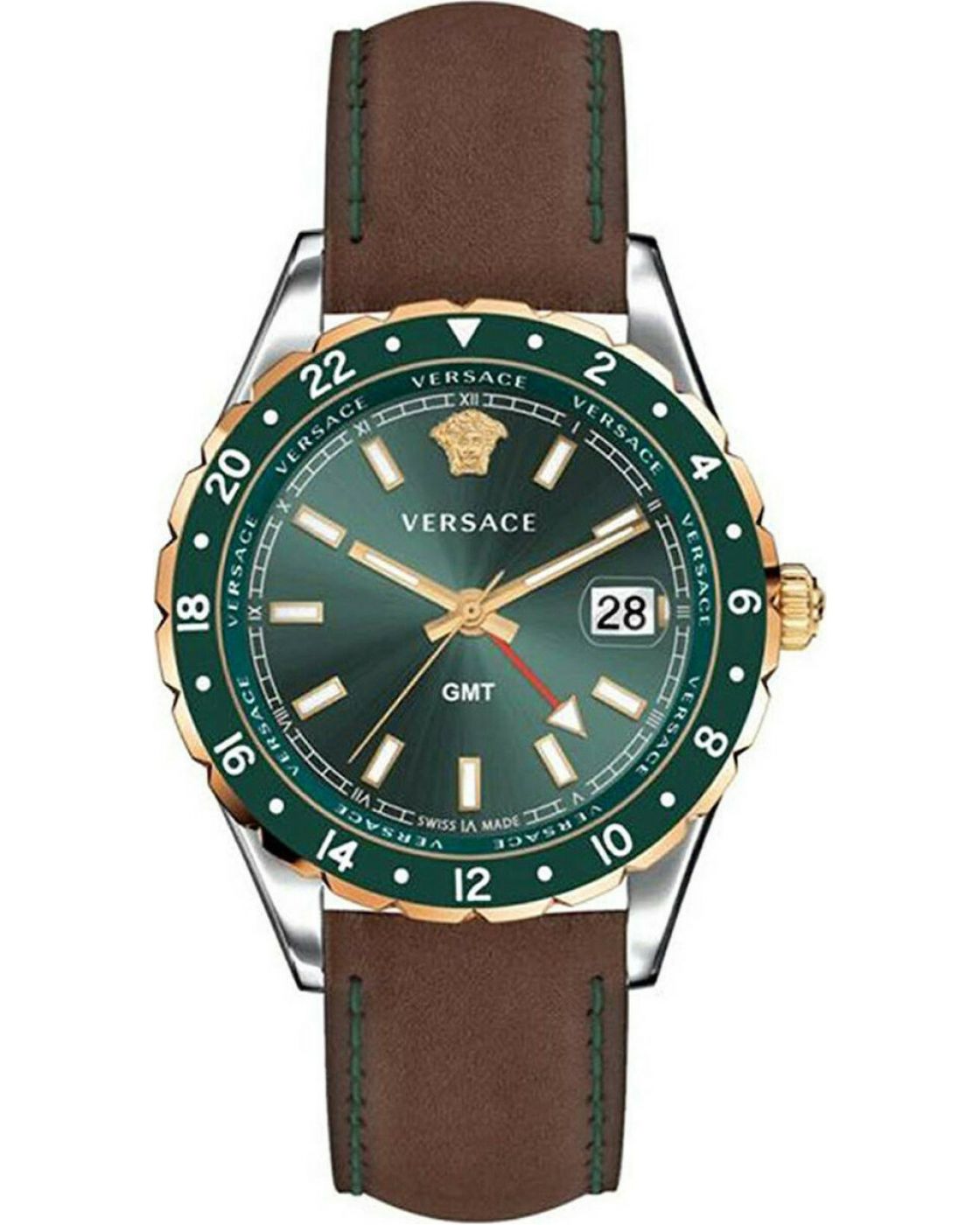 Versace Hellenyium Leather Strap Men's Watch  V11090017 - The Watches Men & CO