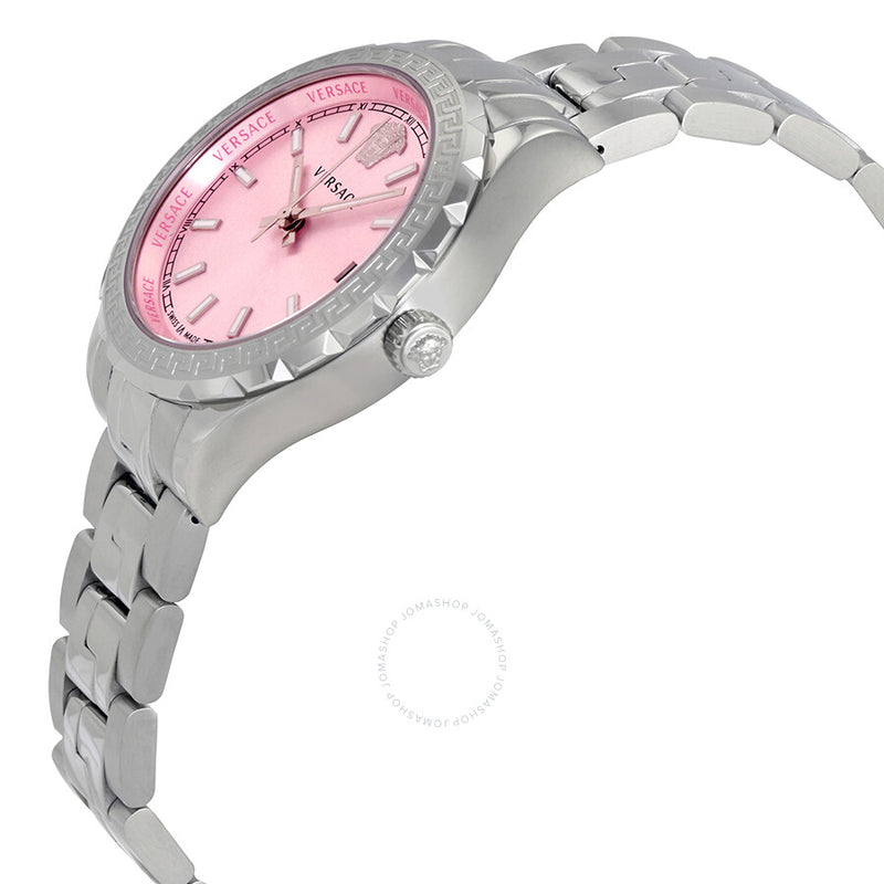 Versace Hellenyium Pink Dial Stainless Steel Ladies Watch V12010015 - The Watches Men & Co #2