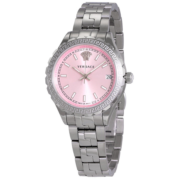 Versace Hellenyium Pink Dial Stainless Steel Ladies Watch V12010015 - The Watches Men & Co