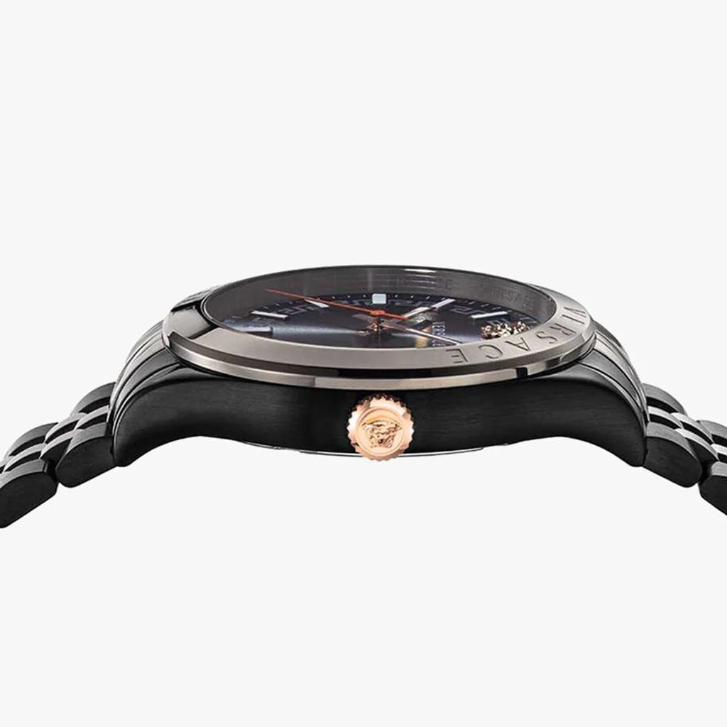 Versace Hellenyium VEVK00320 side view showing case profile and rose gold crown