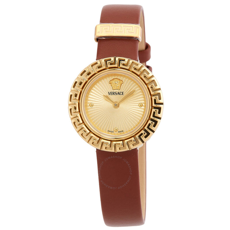 Versace La Greca Quartz Gold Dial Ladies Watch VE8C00124 - The Watches Men & Co