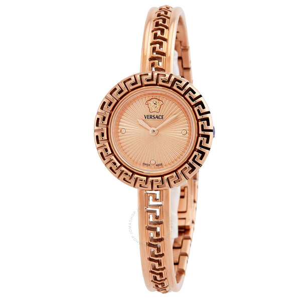 Versace La Greca Quartz Rose Gold Dial Ladies Watch VE8C00424 - The Watches Men & Co