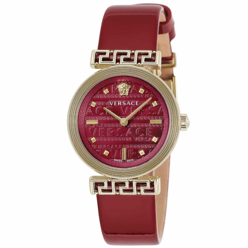 Versace Meander Quartz Red Dial Ladies Watch VELW00320 - Watch